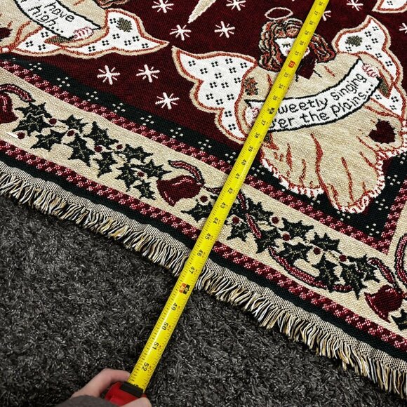 Vintage USA Tree Skirt Heavenly Halo 100% Cotton 48” Angels Christmas Tapestry - Picture 3 of 4